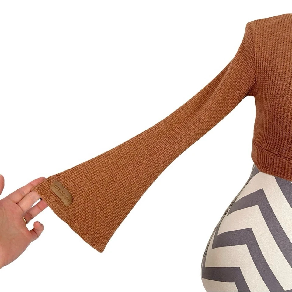 Комплект активный надежном Топ женщин размер средний укороченный рубашка тепловой ржавчины оранжевый длинным рукавом - Изображение 4 из 4