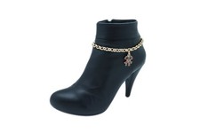 Fun Women Gold Western Fashion Boot Chain Bracelet Shoe Candy Cane Charm Present