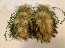Beautiful Soft Furry Slipper Shoes Long Fur Brown Black Gradient Fancy Sz. 7/8