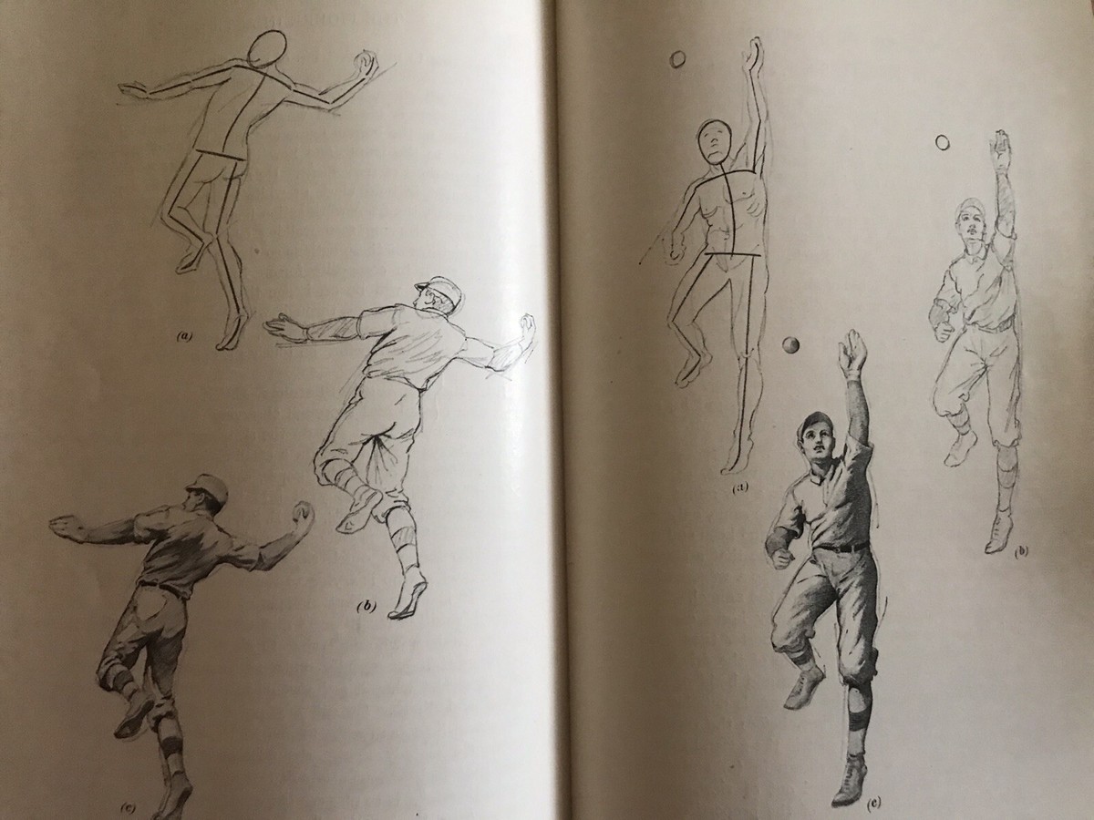 1924 Vintage Figure, Line, Animal Drawing Textbook