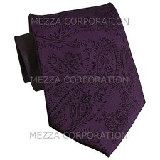 New Vesuvio Napoli polyester Men's necktie paisley formal Dark Purple wedding