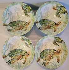 Sigrid Olsen 7" Sea Turtle Salad Bowl Melamine Coastal Nautical Beach Dessert
