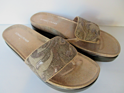 DONALD J PLINER FIFI TAUPE RUSTIC BROCADE LEATHER SANDALS SIZE 8-1/2M - NEW