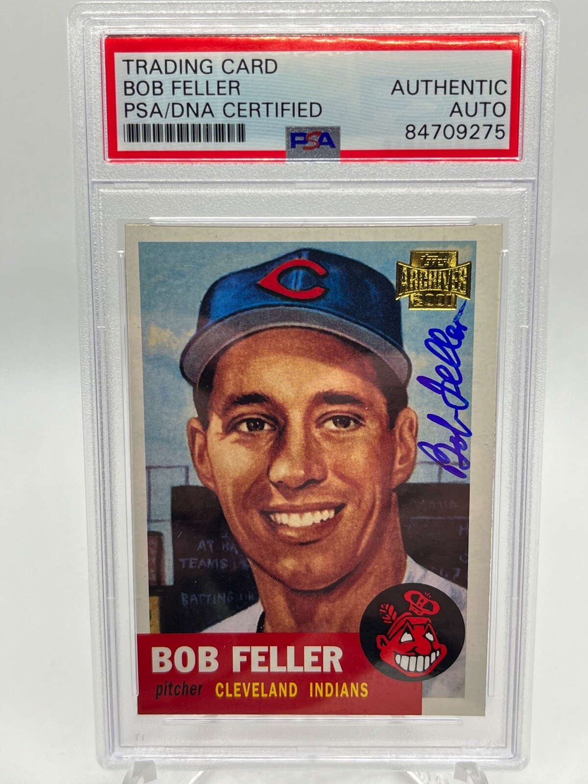 Bob Feller Cleveland Indians 2001 Topps Archives Signed Autograph PSA DNA *0 view 1