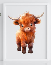 Cow Wall Art Print, Cute Highland Cow Art Print Farmhouse Decor, Home Decor 88