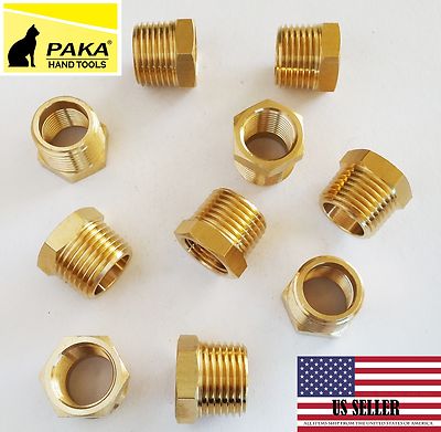 10 X 3/8'' Male x 1/4'' Female NPT  Pipe reducer Hex Bushing adapter Brass Fitting