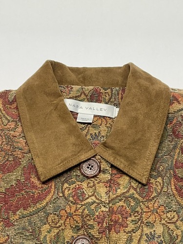 VTG Floral Tapestry Artsy Button Front Jacket Size M Boho 90s Y2K Fall Autumn - Picture 4 of 24