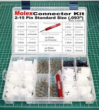 287pcs Molex 2-15 Pin 14A Connector Kit 0.093", Wire Gauge 14-22 AWG w/ Tools