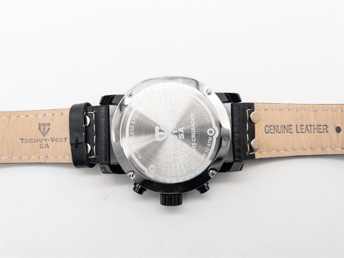 NEW Tschuy-Vogt $1450 40mm Mens SS CHRONOGRAPH AUTOMATIC Watch