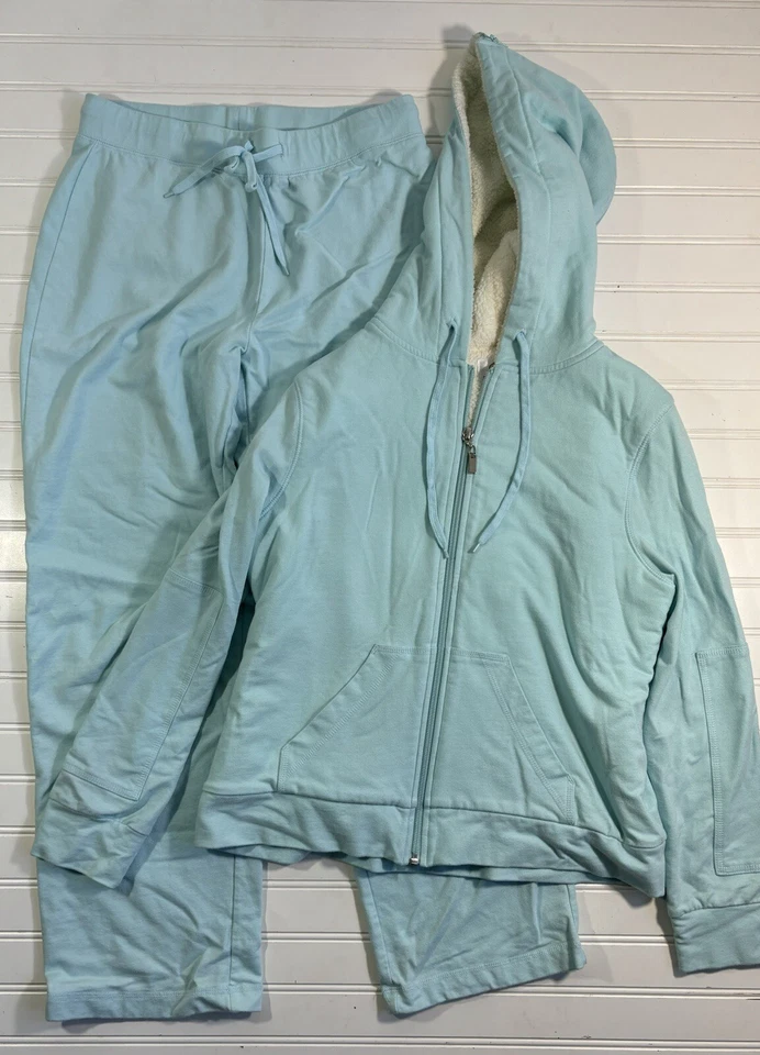 Conjunto de ropa deportiva Talbots Petites sudadera con capucha y pantalones deportivos con cremallera azul talla pequeña SP Foto 2 de 4