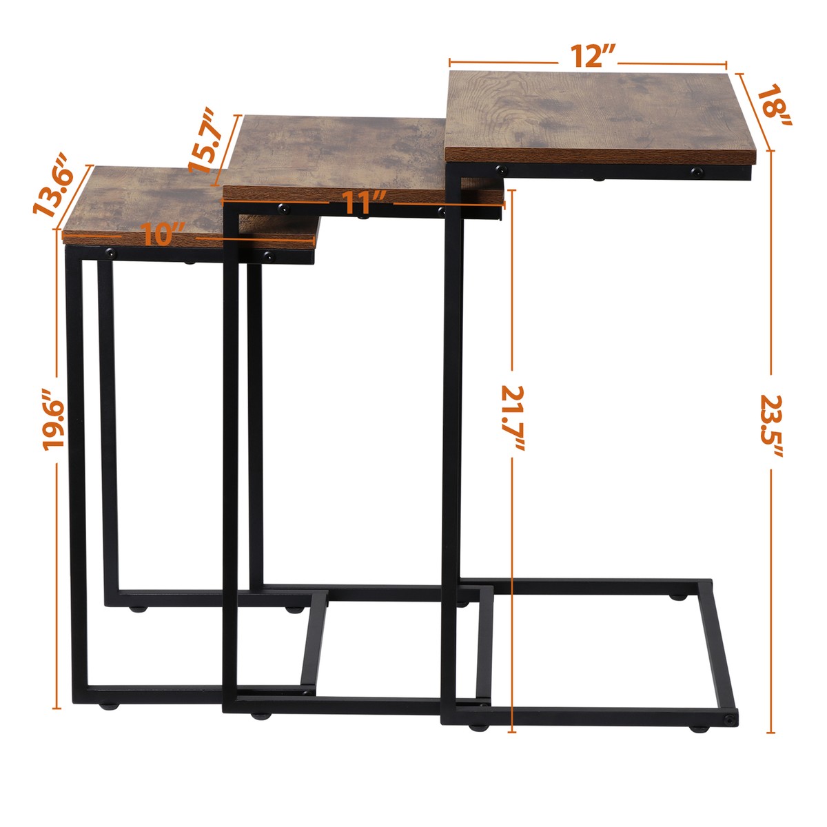 Round Living Room End Tables Square Nesting Coffee Table Set Of 2 ...
