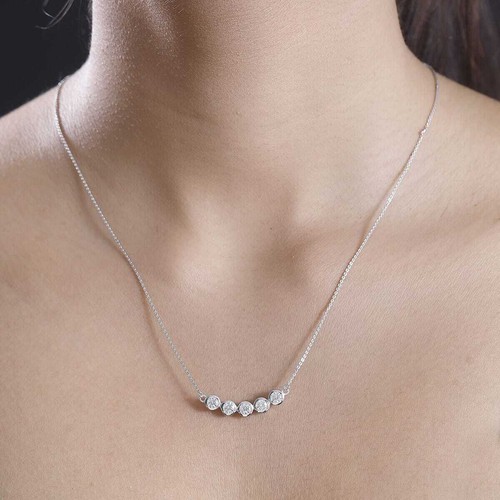 CLASSY!! Moissanite Necklace 18" Rhodium Plated Sterling Silver 1.40ctw - Picture 3 of 6