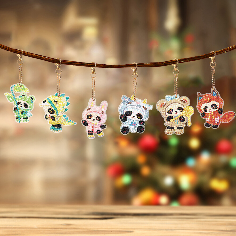 6 PCS Diamond Art Keyrings Drooping Ear Rabbit Double Sided Cute for ...