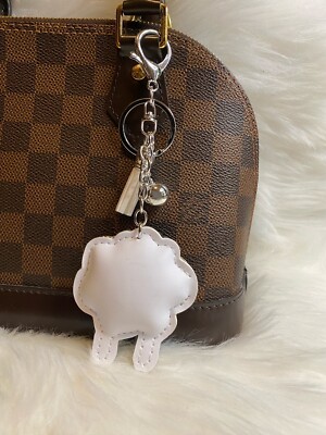 White Sheep Bag Charm Keychain Key Ring Car Charm tassel Faux