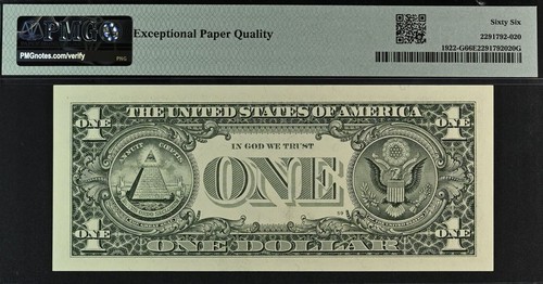 1995 $1 FRN - PMG 66EPQ - Top Pop Finest GD Block - Signed by Treasurer Withrow - Picture 4 of 4