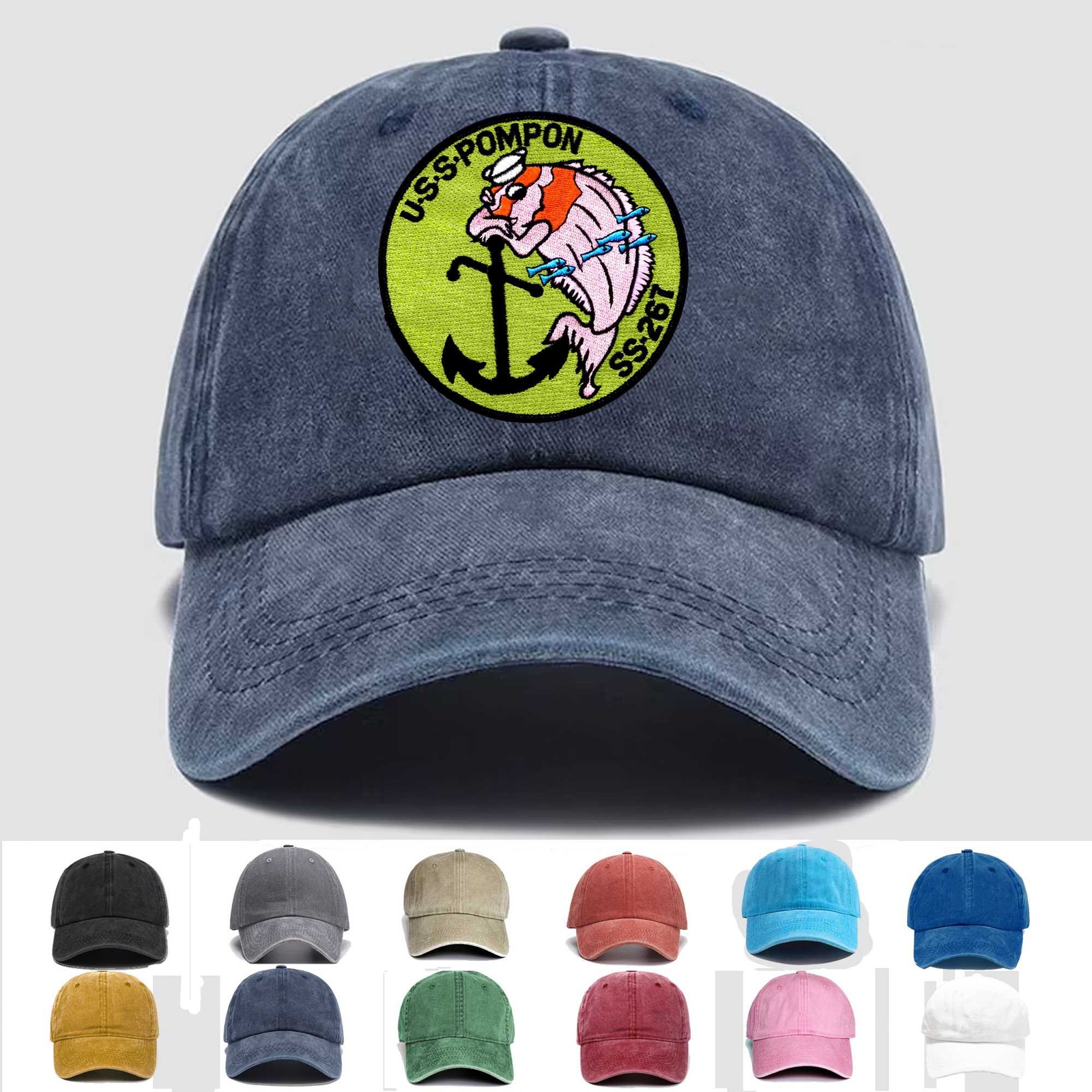 Custom Embroidered Hat SS-267 USS Pompon, Veteran Cap, Trucker Hat, Gift Idea