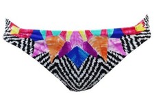 Bar III Womens Multi Color Feather Daze Print Hipster Bikini Bottom Size M