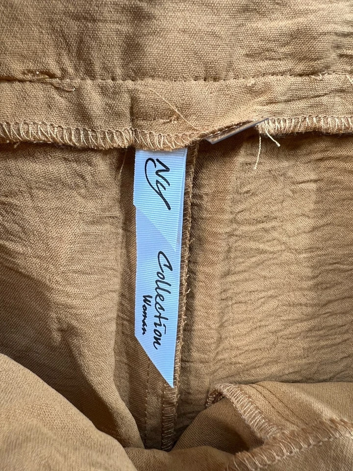 NY Collection Dress Pants Womens Size Medium Petite PM Camel Tan With Belt New - Image 3 of 4