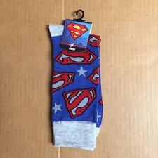 Bio World Superman Socks Blue Shield Size 6-12 Men s Crew New Tags AR178