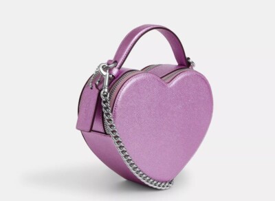 NWT Coach CP020 Heart Crossbody In Metallic Crossgrain Leather