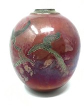 Vase Boule Faïence Émaillée Rouge Chine ? Antique Earthenware Enamel Asia Asian 