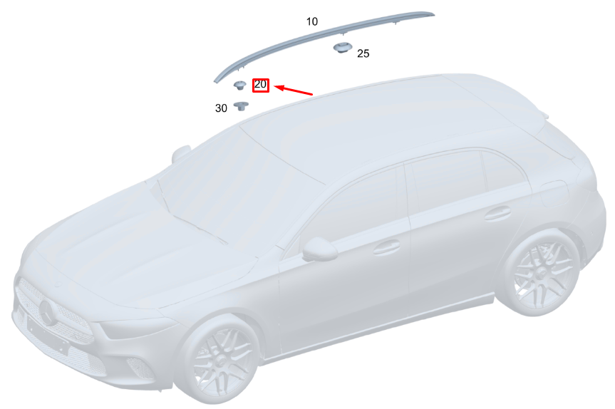 MERCEDES-BENZ GLA H247 Linker Dachreling-Stopfen A0019987250