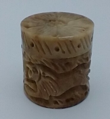 Carved Soap Stone Trinket Box * Lion & Gazelle Running * African Proverb