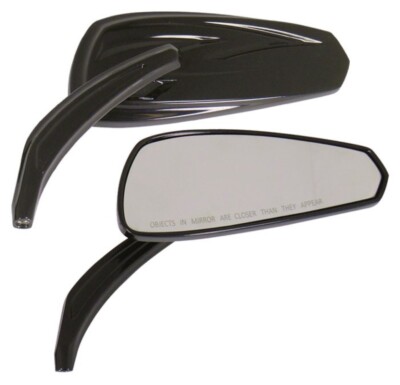 V-Factor 47065 Black 6'' Custom Mirrors Convex Glass for Harley 