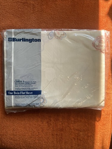 NOS Vintage Burlington One Twin Fitted and One Twin Flat Sheet Butterflies - Picture 3 of 4