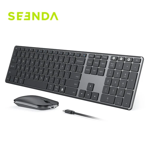 Seenda Wireless Bluetooth Keyboard Mouse Combo Multi-Device Rechargeable Slim