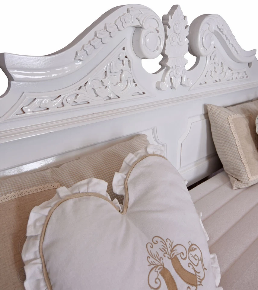 Himmelbett Holz Doppelbett vintage Bett weiß Ehebett Landhausstil Betthimmel neu - Bild 4 von 4