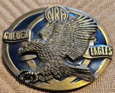 NRA Golden Eagles Brass Black Emblem Belt Buckle