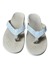 Vionic Women's Size 10 Tide Casandra Vapor Toe Post Sandals White Tan #S71-3