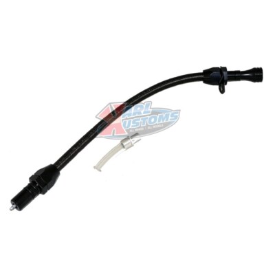Turbo 400 Flexible Braided Stainless Transmission Dipstick -Black Bell Mount