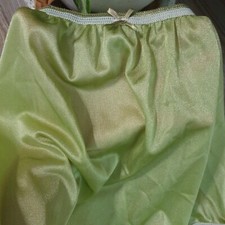 Vintage Slippery Nylon Panty Sissy Olive Green Granny Brief Size 9-10 Hip 40-50"