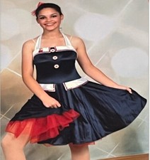 Revolution Dancewear 0126 Black w/White-Red Trim - Red Organdy Petticoat - SA