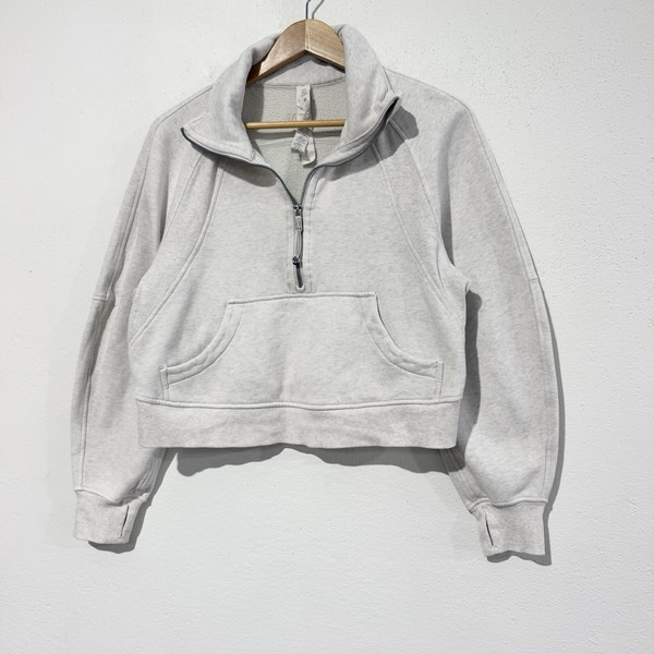 Lululemon Women's Grey Fleece 1/2 Zip High Neck Pocket Sweatshirt XS/S