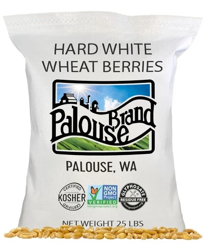 Certified Glyphosate Residue Free Palouse Brand Hard White Wheat Berries 25 lbs