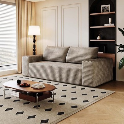 63'' Plush Corduroy Sofa No-Assembly Memory Foam 2-Seater for Living Room Bedroom