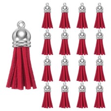 200Pcs Keychain Tassels Bulk Leather Tassels for Crafts Red