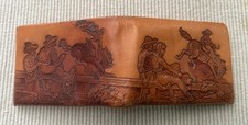 Vintage Tooled Leather Embossed RODEO COWBOYS BRONCOS Bi-Fold Wallet