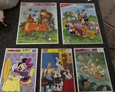 Vintage Frame-Tray Puzzles Lot 5 DISNEY BAMBI, DUCK TALES, 101 DALMAT, MINNIE