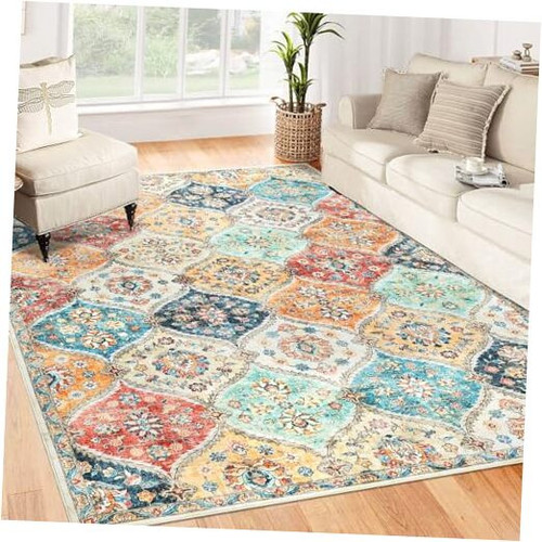 Washable Area Rugs 9x12 Living Room Moroccan Trellis Rug Non Slip Throw Rugs