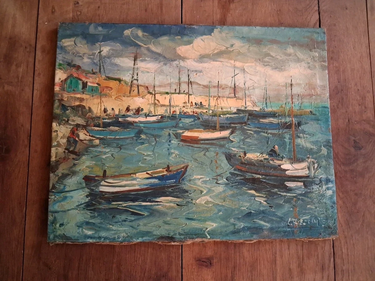 Tableau Signé Léopold LECOMTE. Rue De Ville. Peinture Huile Sur Toile 07 Zwg