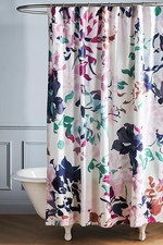 Anthropologie Cotton Slub Floral Shower Curtain Orily 72" Purple Green Blue NEW