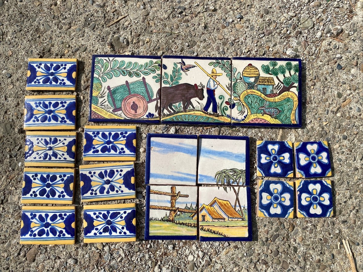 READ! Antique Uriarte Talavera Hand-Ptd Tile Puebla Mexico Pottery 