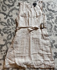 100% Linen Tahari Khaki Colored Dress Size 8 NWOT