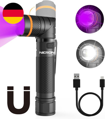 NICRON B75 LED Taschenlampe Wiederaufladbare 1000 Lumen Und 395Nm UV Licht 2 in 