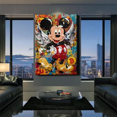 ✅WANDBILD LEINWAND,  ACRYLGLAS MICKEY MOUSE BTC ETH BILD LUXUS POP ART PREMIUM - Bild 1 von 4