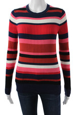 Trina Turk Unisex Black Striped Cotton Pullover Long Sleeve Size S